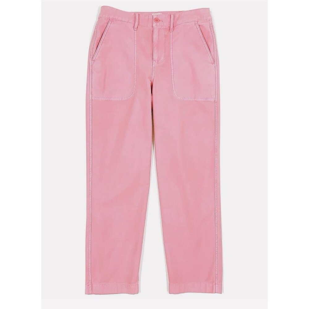 J. Crew Women’s Cotton Pants High Rise Pink Garment-Dyed Foundry Size 12